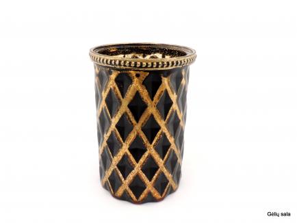 Glass Candle Holder Black