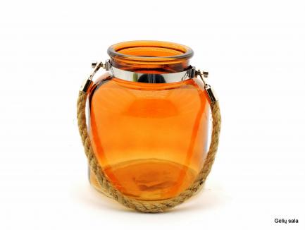 Spalvoto stiklo žvakidės pakabinamos amber