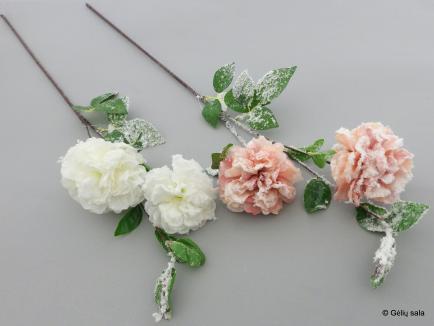 Dirbtinė rožės šaka snieguota (balta)