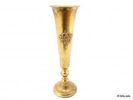 Vaza metalinė auksinė siaura 