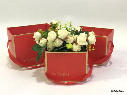 Gėlių Dėžutė 3dalių raudona