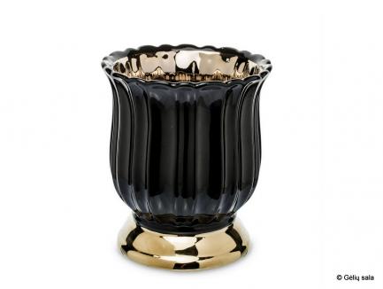 Vaza juoda su auksu viduje