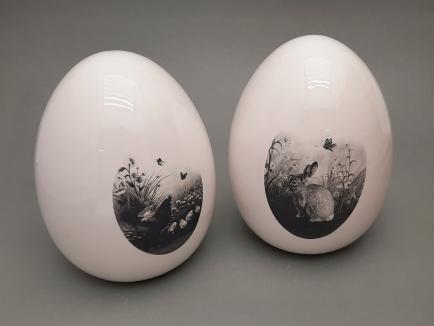 Keramikinis kiaušinis baltas su piešiniu MIX